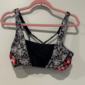 FP Movement by Free People Black Floral and Plaid Sports Bra